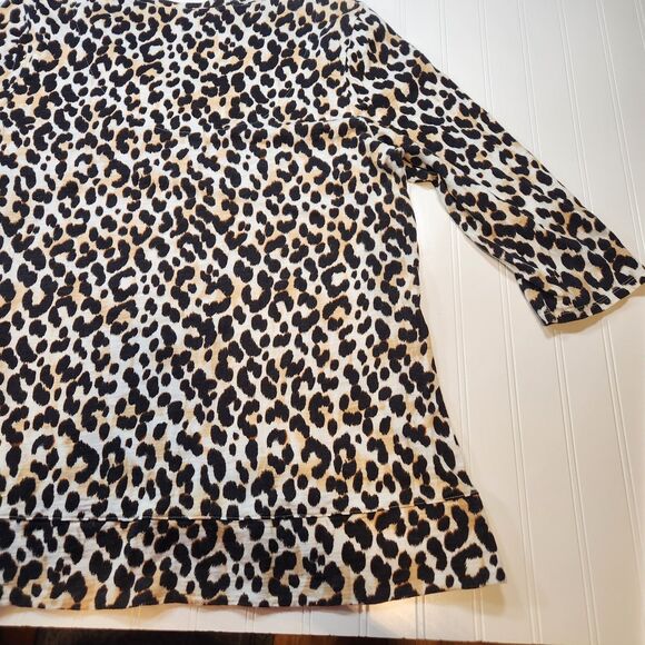 Chicos Xl Animal Print Brown 3/4  Sleeve Blouse - Picture 11 of 11